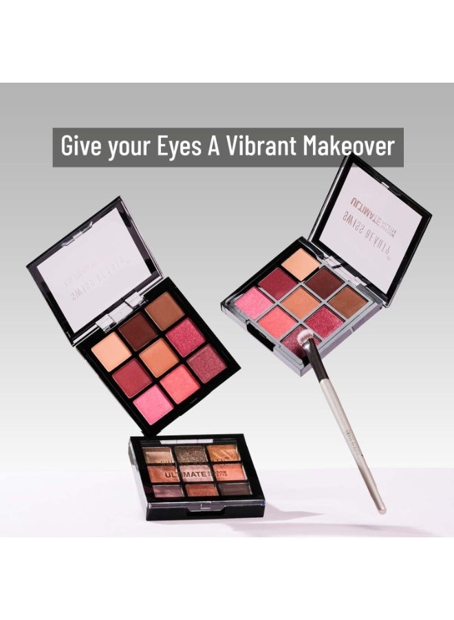 Swiss Beauty Ultimate 9 Pigmented Colors Eyeshadow Palette Long Wearing And Easily Blendable Eye Makeup Palette Matte, Shimmery And Metallic Finish - Multicolor-02, 6G - Image 2